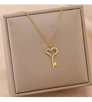 Kişiye Özel 925 Ayar Gümüş Kalp Anahtar Kolye (Gold)