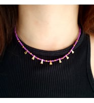 Elsin Desing Mor Boncuklu Minimal Kolye
