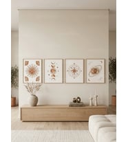 Bohem Minimalist Kozmik Gökyüzü 4’lü Ahşap Çerçeveli Tablo Seti