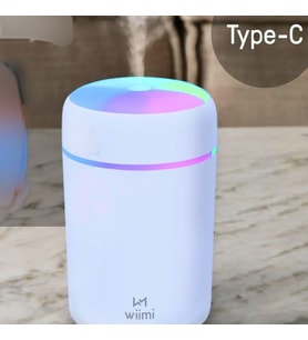 H2O 300 ML Renkli Gece Lambalı Ultrasonik Hava Nemlendirii Buhar Makinesi - Beyaz