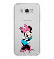 Samsung Galaxy J7 2016 Kapak Minnie Mouse Tasarımlı Şeffaf Silikon Kılıf