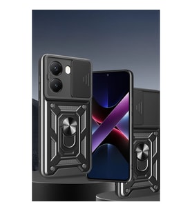Xiaomi Poco X7 Pro Kılıf Pars Lens Yüzüklü Silikon - Siyah