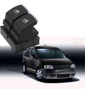 VOLKSWAGEN CADDY SOL İKİLİ CAM DÜĞMESİ ANAHTARI 2003--2009 KROM