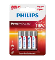 Philips Power Alkaline AAA LR03 1.5V İnce Kalem Pil 4'Lü Paket (LR03P4B/10)