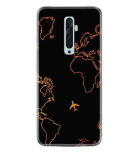 Oppo Reno 2Z 4 Lite 4 Pro 5 6 7 A31 Kılıf Desemli Silikon Harita ve Uçak 1777