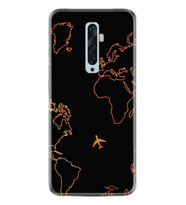 Oppo Reno 2Z 4 Lite 4 Pro 5 6 7 A31 Kılıf Desemli Silikon Harita ve Uçak 1777