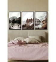 Çerçeveli Tablo Çerçeveler Dekorasyon  Ev Dekoru Üçlü Çerçeve Modern Tablolar ÖZC-392 (Siyah)