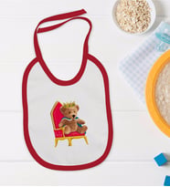BK Kids Kral Tasarımlı Kırmızı Bebek Mama Önlüğü-1