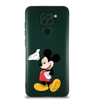 Xiaomi Redmi Note 9 Soft Premier Kapak Mickey Mouse-C Tasarımlı Silikon Kılıf - Yeşil (Şeffaf)