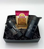 Kişiye Özel Siyah Çelik Termos & Colombian Filtre Kahve & French Press Hediye Seti