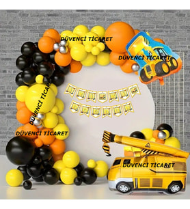 İŞ MAKİNALARI TEMALI BALON ZİNCİR SET