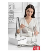 Mey İthalat® Çelik 4'lü Şeker Maşası 13 CM Buz, Limon ve Küp Şeker Servis Maşası 722528