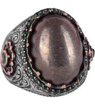 Gerçek Doğal Taş Yüzük - 925 Ayar Gümüş El Yapımı Yüzük (Pirit)