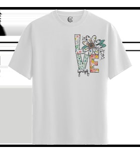 Floral Love - %100 Pamuklu Kadın Beyaz Tişört - Premium Quality