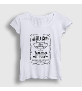 Presmono Kadın Beyaz Whiskey Mötley Crüe T-Shirt 167578tt (Beyaz)