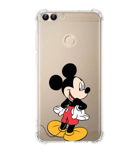 Huawei P Smart  Köşe Korumalı Antişok Kapak Mickey Mouse Tasarımlı Şeffaf  Kılıf