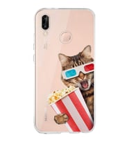 PrintiFy Huawei P20 Lite ile Uyumlu 1mm Slim Fit Kedi 1 050b Baskılı Şeffaf  Kılıf