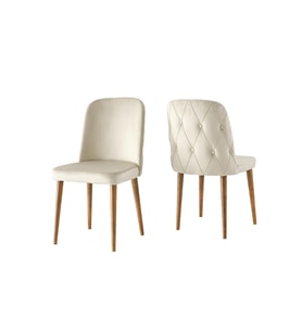 LaLe Modern Yemek Mutfak Sandalyesi 2 Li Set (Krem)