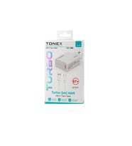 Tonex - TY67W Turbo Başlık Usb Kablo 67W Şarj Seti (Saniye Sayar) -  20 ADET (Beyaz)