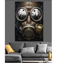 Gaz Maskeli Steampunk Tasarım Dekoratif Kanvas - Mdf Ahşap Tablo