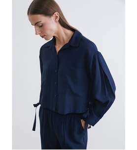 LCWAIKIKI Classic Lacivert Oversize Kadın Gömlek