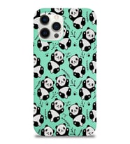 Apple iPhone 12 Pro Max Uyumlu Lansman Kılıf Panda Tasarımlı İçi Kadife Kapak-Su Yeşili (Şeffaf)