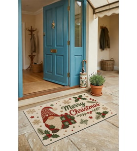 Valerine Life Kapı Önü Paspası 45x70cm Dış Mekan Yeni Yıl Ürünleri Noel Süsleri Örgü Yılbaşı Cücesi