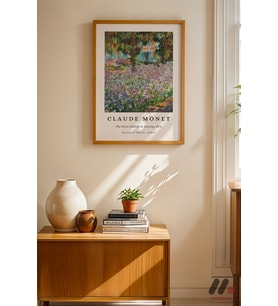 Claude Monet Iris Bahçesi, Ahşap Çerçeveli Duvar Tablosu - Modern Ev Dekorasyonu