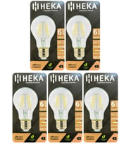 (5 Adet) Heka 6W (51W) 6500K (Beyaz Işık) E27 Duylu (Kalın Duy) Led Şeffaf Ampul
