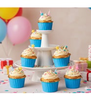 Mavi Cupcake Kapsülü İçi Gold Metalize 25'li - Kek ve Cupcake Sunum Kapsülü