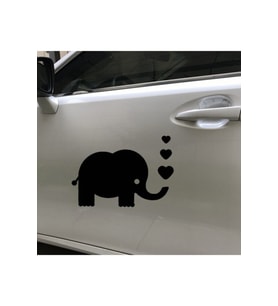 Karikatür Sevimli Fil Bebek Tasarım Oto Sticker Siyah 15*20 Cm