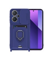 Xiaomi Redmi Note 13 Pro Plus Kılıf Zuma Kartvizitli Yüzüklü Silikon - Lacivert
