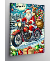 Kanvas Tablo Noel Baba Motosiklette