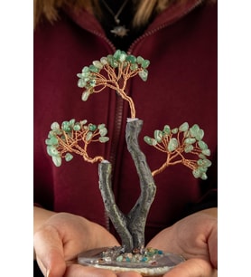 Aventurin Taşı El Yapımı 8x17cm Doğal Taş Dekoratif Hayat Ağacı