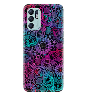 Oppo Reno 6 Kılıf Silikon Desen Özel Seri Colurful Mandala 1667