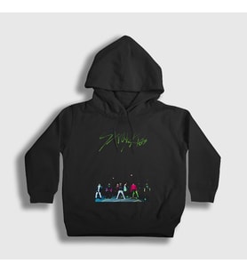 Presmono Unisex Çocuk Siyah Street Stray Kids Kapüşonlu Sweatshirt 123032tt