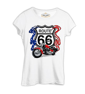 Route 66 Beyaz Kadın Tshirt
