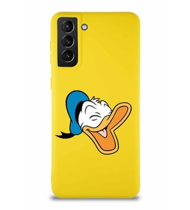 Samsung Galaxy S21 Plus Soft Premier Kapak Donald Duck-E Tasarımlı Silikon Kılıf - Sarı (Şeffaf)