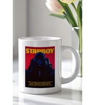 The Weeknd Starboy Tasarımlı 330ml Baskılı Beyaz Seramik Kupa Bardak