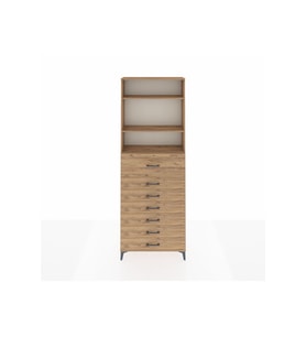 Arges Dolap 3 Raflı 7 Çekmeceli 88x30x243 Çam-Çam