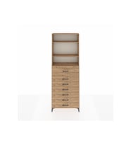 Arges Dolap 3 Raflı 7 Çekmeceli 88x30x243 Çam-Çam