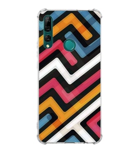 PrintiFy Huawei Y9 Prime 2019 Uyumlu Köşe Korumalı Labirent Grafiti Tasarımlı Şeffaf Silikon Kılıf
