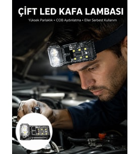 3 Fonksiyonlu Led Far El Feneri Çalışma Lambası Uzun Pil Ömürlü Yeni Nesil