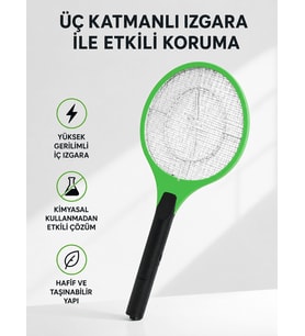 Yüksek Gerilimli Elektronik Sinek Raket – Sessiz, Kimyasız ve Güvenli Kullanım