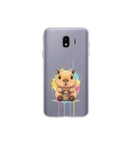 Samsung Galaxy J4 ile Uyumlu Splash Kapibara Tasarımlı Şeffaf Silikon Kılıf