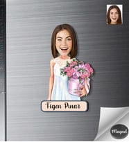 Kişiye Özel Kadın Ahşap Magnet -22