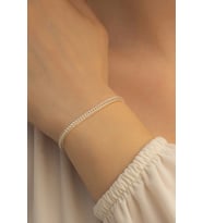  Kadın Gümüş Bileklik - 3mm Gümüş Beyaz Parlak Tilki Kuyruğu Model Kadın Bileklik