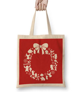 Lilo And Stitch Christmas Wreath Pattern Bez Çanta Uzun Saplı