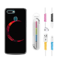 Oppo A5S A15 A16 A54 A55 A73 A74 Kılıf Kablo Koruma Spiral Silikon Red Moons 1747