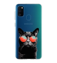 PrintiFy Samsung Galaxy M30s ile Uyumlu 1mm Slim Fit Kedi 3 050d Baskılı Şeffaf  Kılıf
